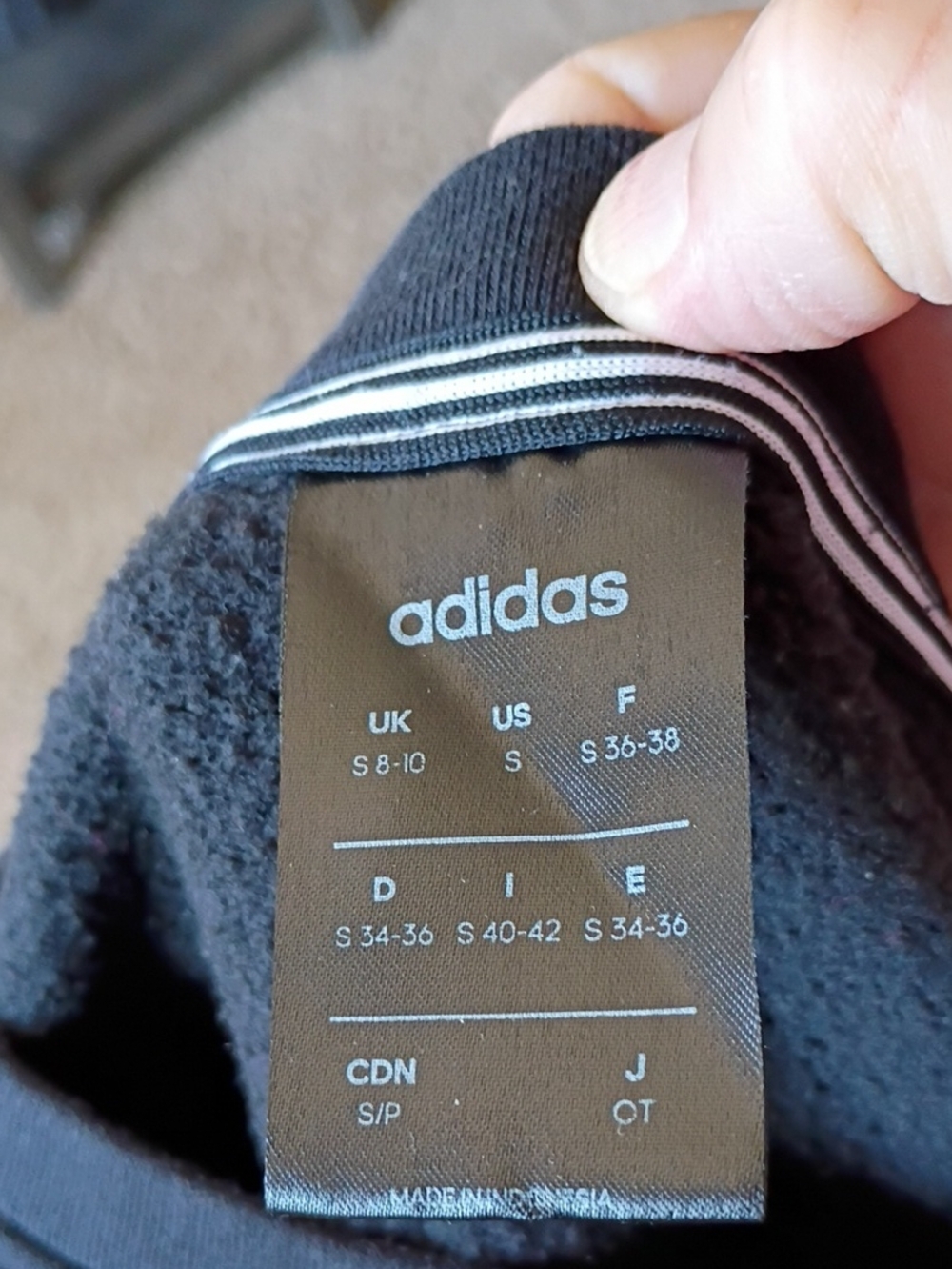 adidas Black Crewneck Sweatshirt with White Shoulder Stripes - Picture 4 of 6